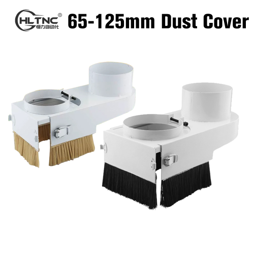Immagine di Copertura Antipolvere con Spazzola Pulitrice per Mandrino CNC - Diametri 65-125 mm, Ideale per Intaglio Legno e Router Professionali