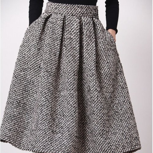 Image de Jupe Longue à Carreaux Vintage Taille Haute