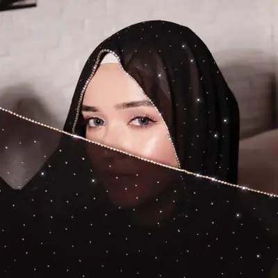 Image de Hijab Long Strass Élégant en Mousseline de Soie