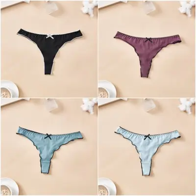 Image de String Coton Doux - Lot de 4 Sous-Vêtements Femmes