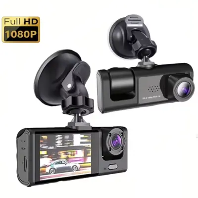 Image de Caméra de Bord 1080p Triple Caméra - Vision Nocturne & Enregistrement en Boucle