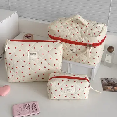 Image de Sac à Maquillage Vintage Fleuri - Grande Capacité