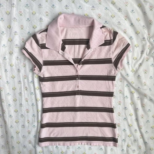 Afbeelding van Strepen Maiden Chic Vintage Zoete Kleding Y2K Elegante Vrouw T-Shirts Leuke Slanke Esthetische Polo Tops Klassieke Harajuku Fashion Tee