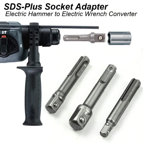 Bild von SDS-Plus Steckschlüssel-Adapter-Set – Universeller Bohrer- und Schraubendreher-Konverter mit Verlängerungsstangen für Elektrohammer und Akkuschrauber