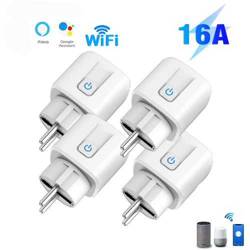Image de prise intelligente wifi tuya 16a 20a prise intelligente ue avec moniteur de puissance synchronisatio...