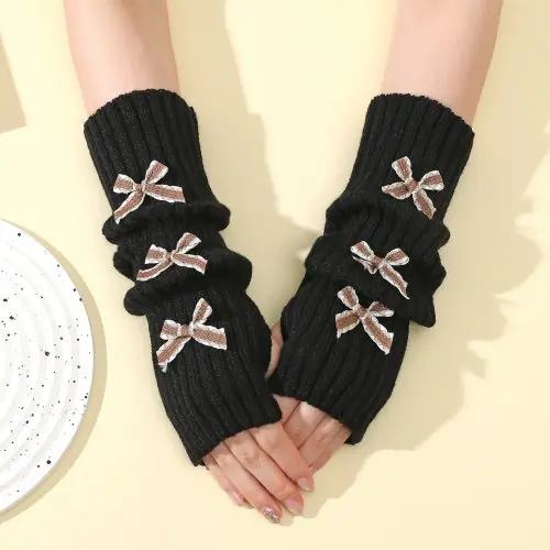 Image de Gants sans doigts Y2K avec nœud - Chauds et stylés pour l'hiver