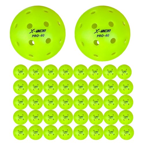 Immagine di Palline da Pickleball X-Ace Pro 40 Pezzi – Palline Verdi ad Alta Visibilità con 40 Fori per Allenamento Professionale Continuo