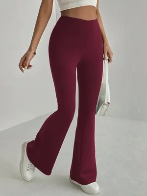 Image de Pantalon Évasé Taille Haute Femme - Confort & Style