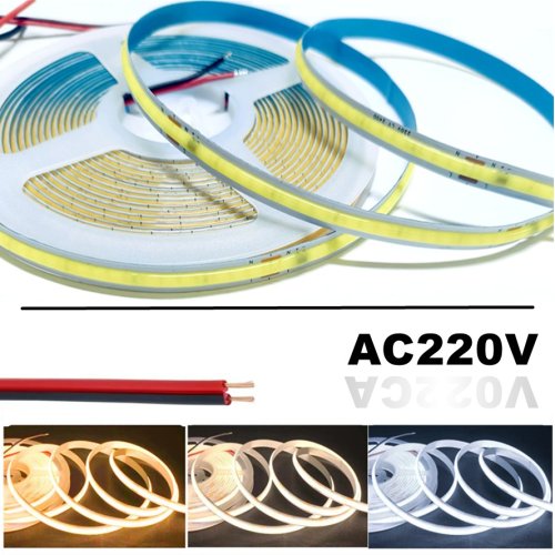 Afbeelding van 10M 220V 240Leds/M Cob Led Strip Licht Flexibele Tape Lampjes Smart Ic Geen Driver Hoge Heldere Lineaire Verlichting Ra95 Warm Wit