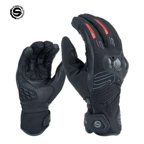 Image de Gants Moto Hiver en Cuir Véritable & Fibre de Carbone