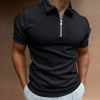Image de Polo Homme Été - Col Rabattu & Fermeture Éclair