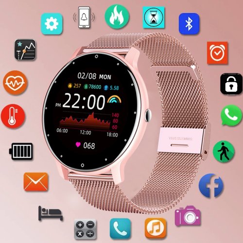 Afbeelding van Waterdichte Smartwatch voor Dames met Real-Time Weersverwachting – Sportieve Slimme Horloge voor Vrouwen, Compatibel met Android en iOS