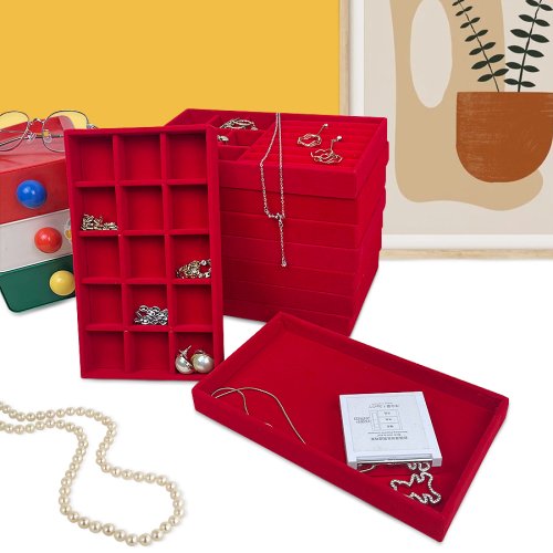 Afbeelding van 1PC, Massaal Sieradendoos Sieradenbakje, Kleur: rood