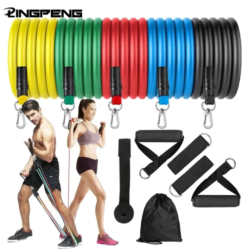 Imagen de Kit Completo de Bandas Elásticas para Principiantes: Entrenamiento en Casa con Resistencia Ligera y Portátil