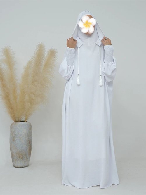 Zdjęcie Ramadan Eid Dubai Linen Khimar Abaya Damen Muslim Modal Hijab Dress Kaftan Abayas For Women Kebaya Robe Femme Musulmane