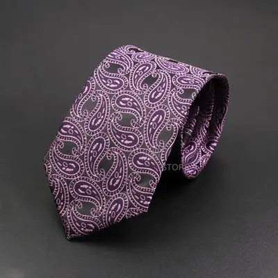 Image de Cravate Mariage Homme - Design Paisley Gris Marron Vert