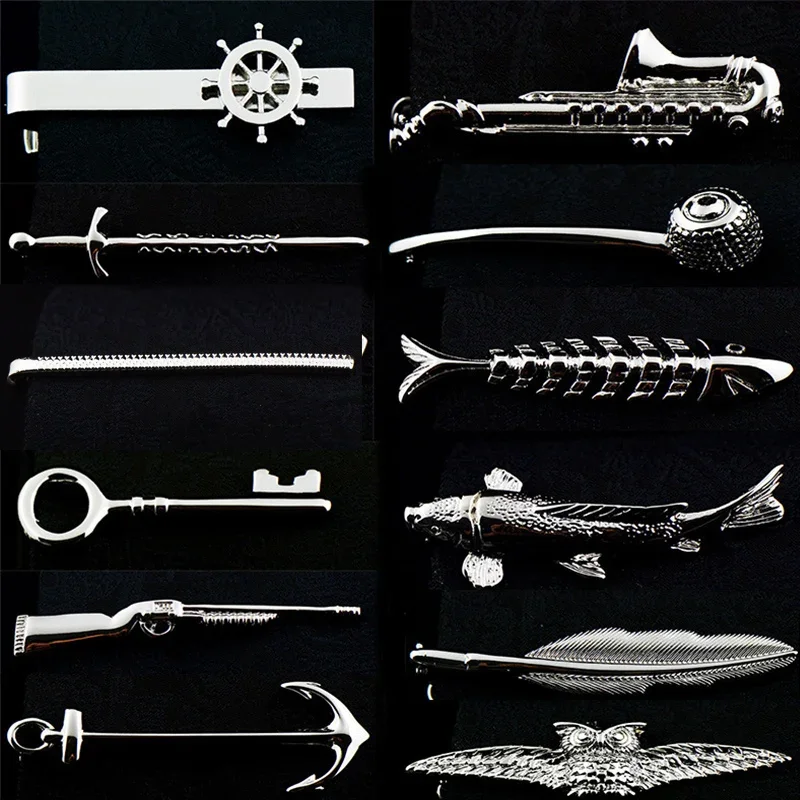 Image of Elegant Black Laser-Engraved Tie Clip for Men – Premium Business Accessory with Rudder and Feather Design