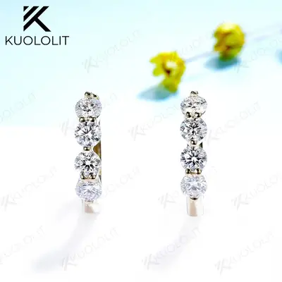Image de Boucles d'oreilles Moissanite 0.8ctw - Élégance dorée pour Noël