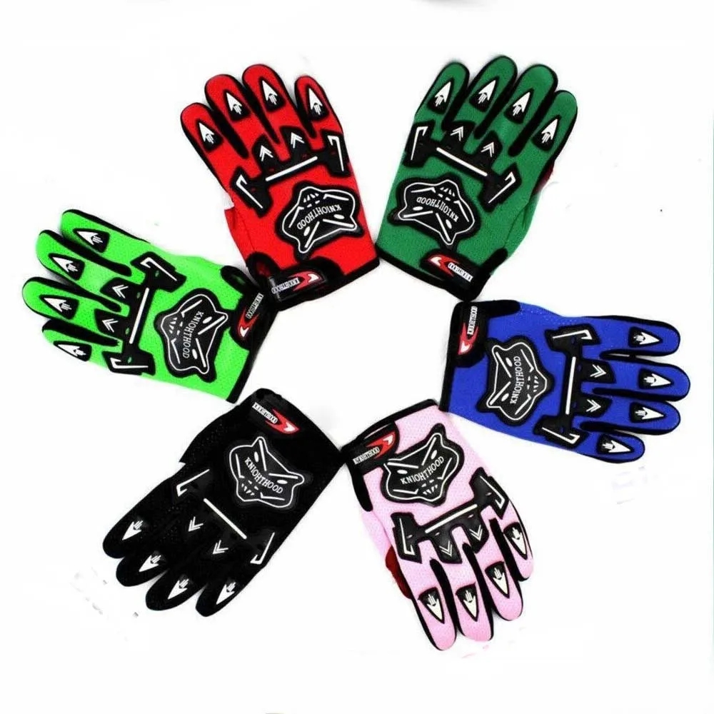 Image of Professional Full-Finger Motorcycle Gloves for Young Boys – Durable Nylon Motocross Protective Gear in Five Vibrant Colors