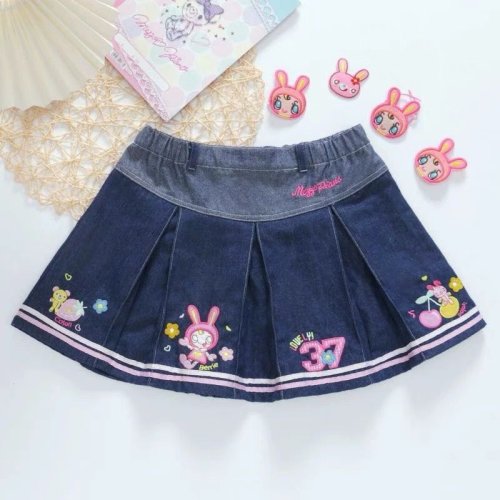 Imagen de Mini Falda Vaquera Estilo Y2K con Bordado de Dibujos Animados