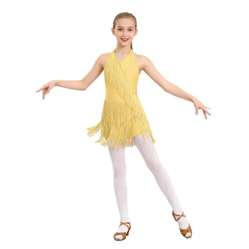 Image de Costume de Danse Latine pour Filles - Strass & Franges