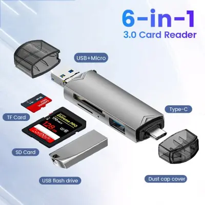 Image de Lecteur de Carte 6 en 1 USB 3.0 - Haute Vitesse