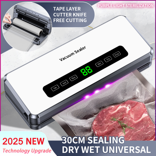 Imagen de SZUK-sellador eléctrico al vacío para alimentos, sello de envasado de alimentos secos/húmedos, cortador incorporado, rollo de bolsa, sello de almacenamiento de alimentos para cocina, embalaje al vacío