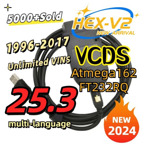 Zdjęcie Profesjonalny Interfejs Diagnostyczny VCDs VAGCOM VCDScan HEX v2 z Aktualizacją 25.3 – Uniwersalne Narzędzie do Diagnostyki dla VW, Audi, Škoda, Seat – Wielojęzyczne, Zaktualizowane w 2024
