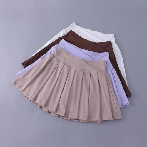 Image of High-Waisted Pleated Tennis Skort for Women – Athletic Golf & Workout Sports Skirt with Built-In Shorts
