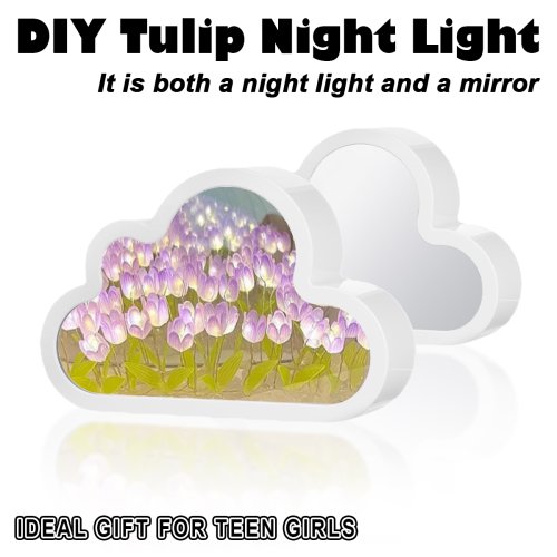 Imagen de Luz LED de Noche en Forma de Nube y Tulipán - Iluminación Decorativa USB