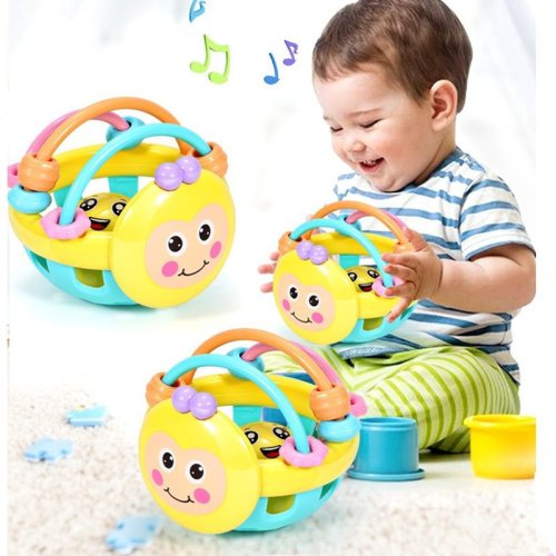 Juguete de Dentición Suave para Bebé con Sonajero y Mordedor Sensorial Educativo, Bola de Agarre Táctil para Recién Nacidos y Desarrollo Infantil
