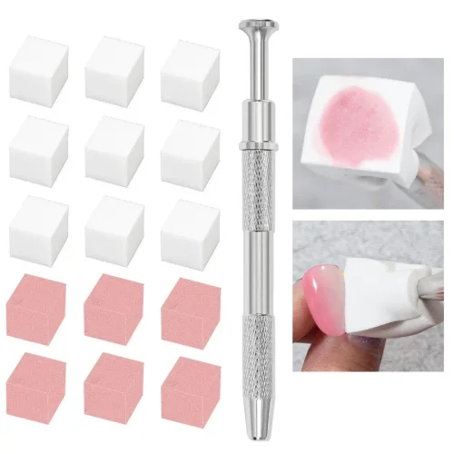 Immagine di 50 Spugne per Nail Art Gradiente Fai da Te con Pennello Integrato – Accessori Professionali per Decorazione Unghie e Strumenti per Manicure Creativa