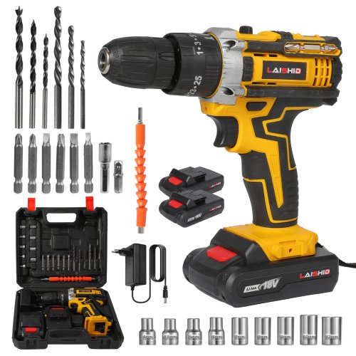 Immagine di Trapano a Percussione a Batteria 21V con Cacciavite Elettrico - Mini Trapano Manuale Senza Fili, Utensile Elettrico con Batteria agli Ioni di Litio per Uso Domestico e Professionale