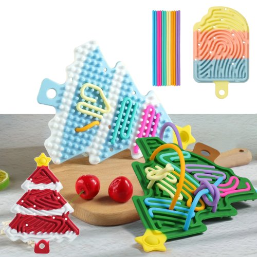 Zdjęcie Zabawki sensoryczne Fidget Silikonowa zabawka sensoryczna Przenośny zestaw tablic sensorycznych na Boże Narodzenie Patyczki do lodu Kształt Tablica manipulacyjna dla dzieci