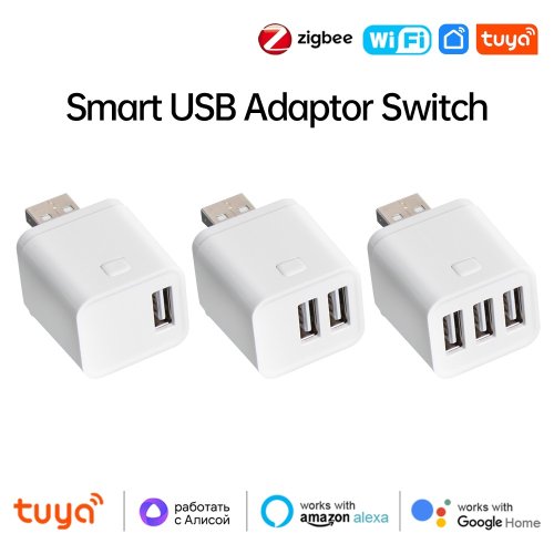 Imagen de Adaptador Inteligente Tuya WiFi y Zigbee con USB Micro, Interruptor Mini 1/2/3 Canales, Control por Voz con Alexa, Google Assistant, Yandex y Alice