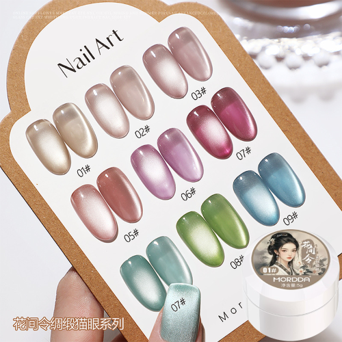 Immagine di Smalto Gel Magnetico Satinato per Unghie con Effetto Occhi di Gatto - 9 Colori Luminosi, Bianco Al Chiaro di Luna, Formula Soak Off con Glitter, Per Manicure Fototerapia