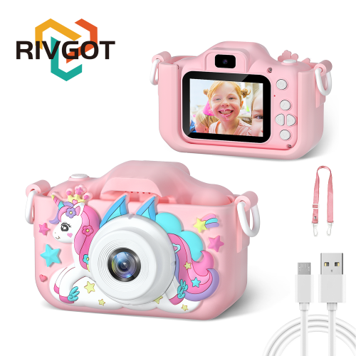 Kindercamera 1080p HD met 2,0-inch scherm - Digitale videocamera voor kinderen inclusief siliconen hoesje, perfect als speelgoed voor kerst of verjaardag