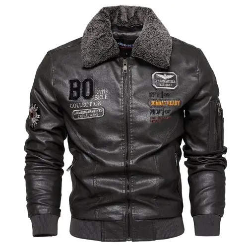Image de Veste Bomber Cuir Homme - Style Pilote Élégant & Chaud
