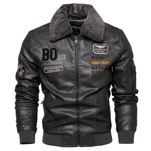 Image de Veste Bomber Cuir Homme - Style Pilote Élégant & Chaud