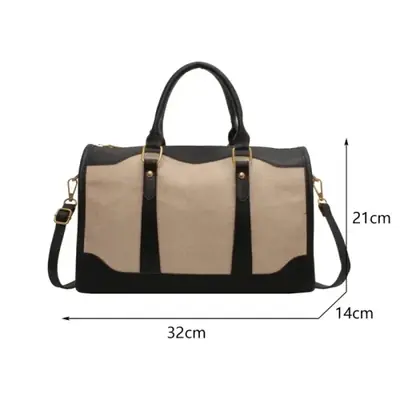 Image de Sac de Voyage Vintage Femme - Grand Sac à Bandoulière en Nylon & Cuir PU