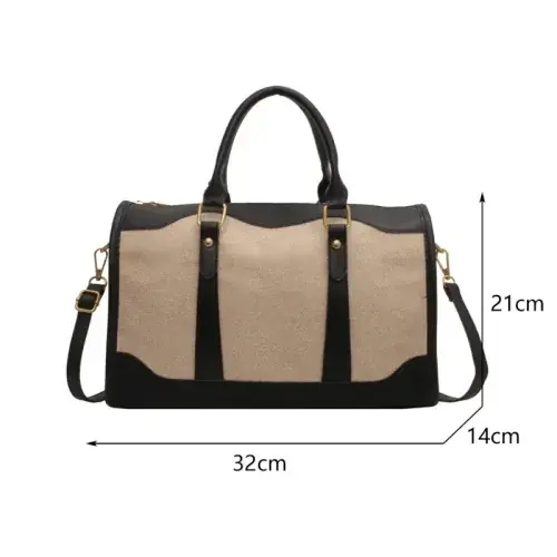 Image de Sac de Voyage Vintage Femme - Grand Sac à Bandoulière en Nylon & Cuir PU