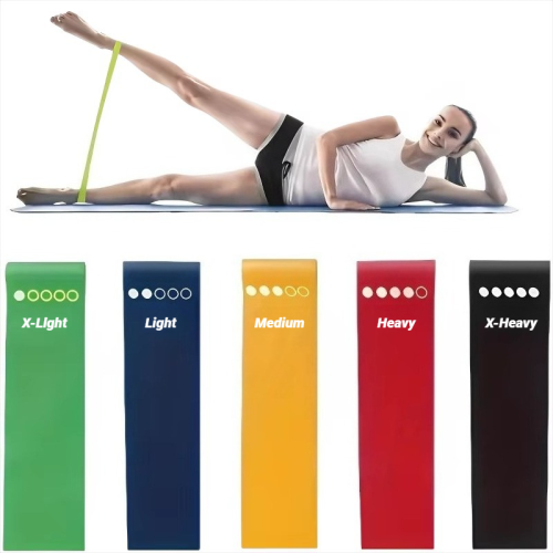 Immagine di Set di 7 Fascie di Resistenza in TPE per Allenamento Fitness, Yoga e Pilates – Attrezzatura Portatile per Forza e Tonificazione Muscolare