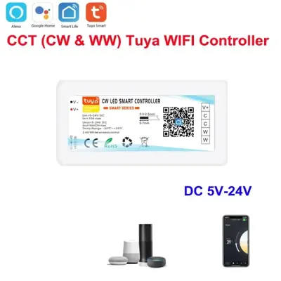 Image de Contrôleur LED WiFi Tuya - RGB, CCT, Dimmable, Commande vocale Alexa & Google