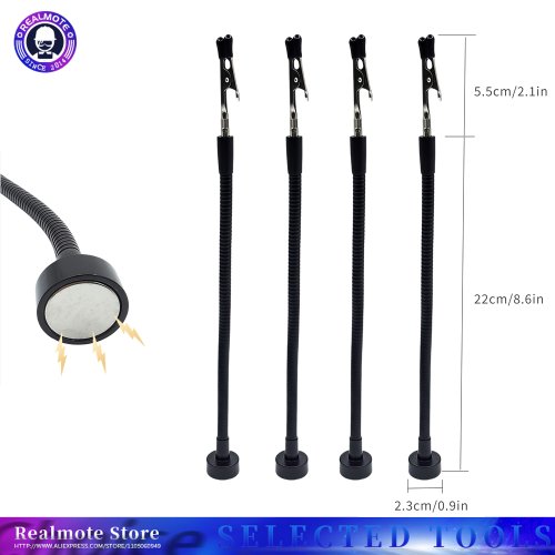 Afbeelding van Derde Hand Soldering Tool met Sterke Magnetische Basis en Flexibele Armen – PCB Houder met Alligator Clips voor Elektronica Reparatie