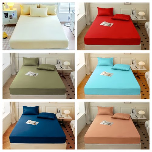 Image of Premium Fitted Sheet with Elastic Band for Queen and King Size Mattresses – 150x200 cm High-Quality Bedding Cover, No Pillowcases Included
