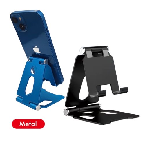 Afbeelding van Stijlvolle Aluminium Mobiele Telefoonhouder met Opvouwbare Stand voor iPhone 13, 14 en Pro – Ideaal voor Bureau, Auto en Reizen