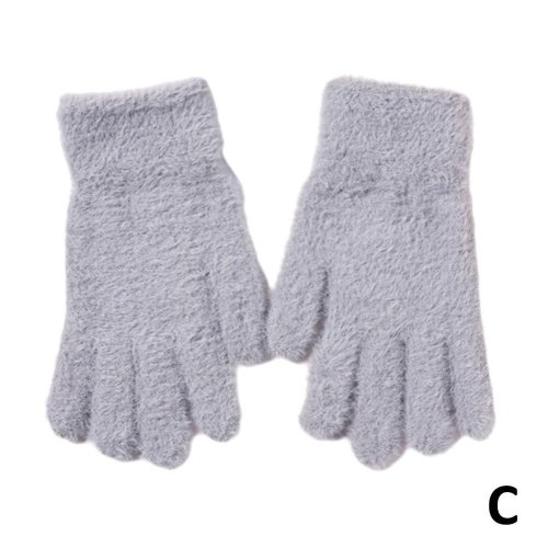 Immagine di Moda inverno visone velluto guanti a cinque dita peluche caldo guanti a prova di freddo donna all'aperto ciclismo guanti Wistiti tinta unita