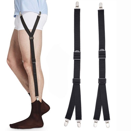 Bild von 1 Paar Herren hemd bleibt Bein Hosenträger Riemen Gürtel verstellbare elastische Militär hemd halter Trucker rutsch feste Clips Socken Strumpf bänder