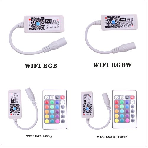 Image de Contrôleur LED Wi-Fi RGBW 24 Touches - Télécommande IR & App iOS/Android