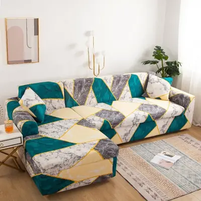 Image de Housse de Canapé Élastique Géométrique - Style Moderne & Pratique
